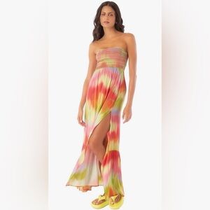 MAAJI Natasha strap/ strapless tropical colored ombré maxi dress. Size Med NWT